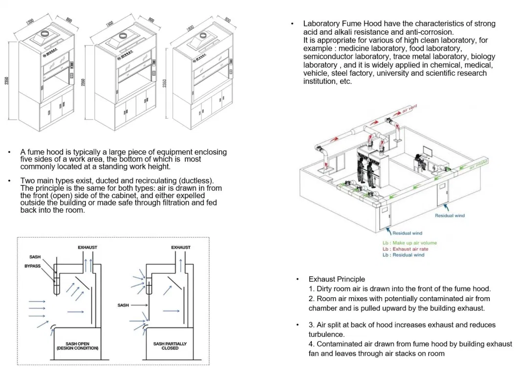 Stainless Steel Chemical Biological Lab Safety Universal Exhaust Fume Hood Cupboard Cabinet